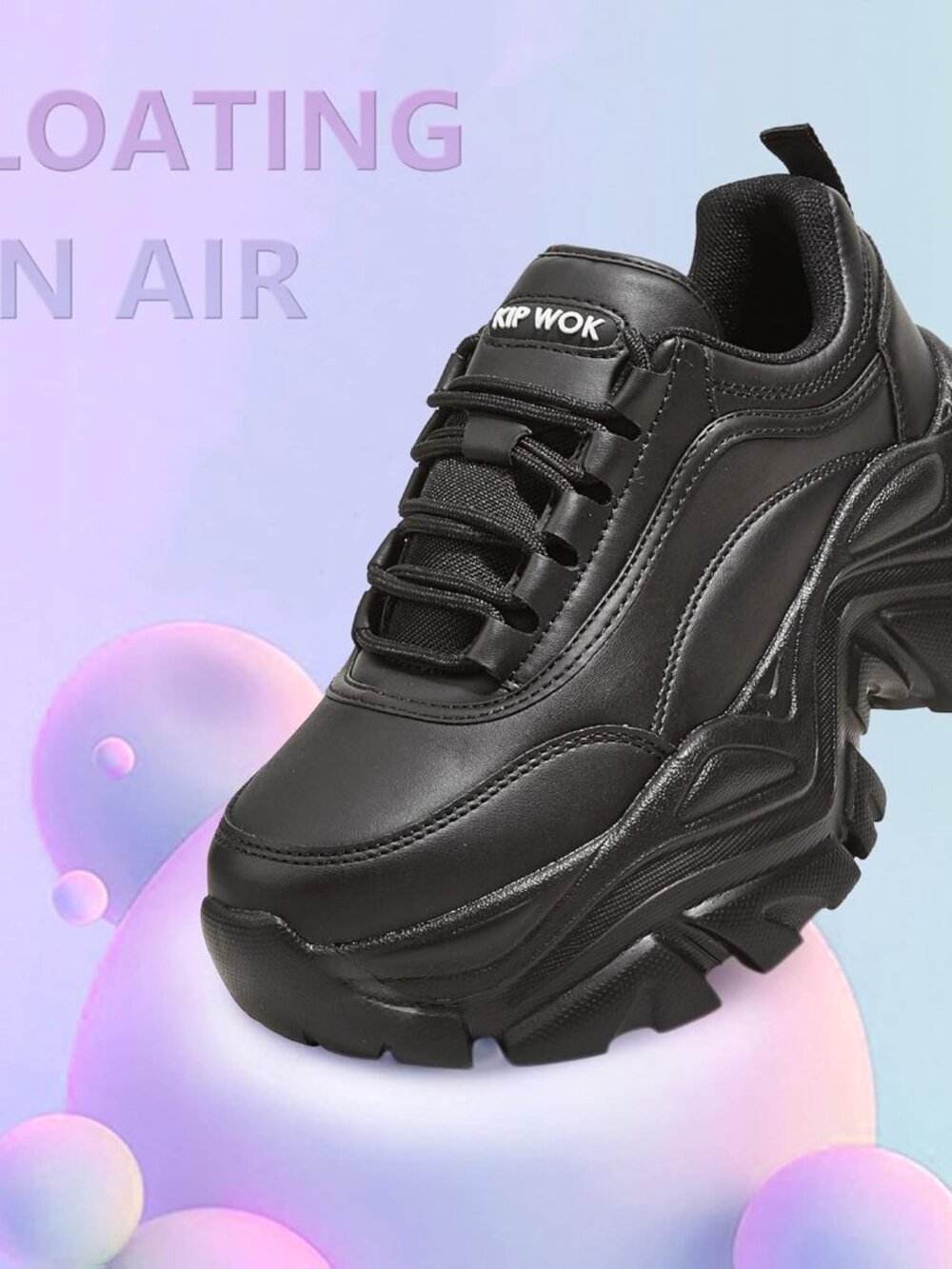 Women's Black Leather Fashion Platform Comfortable Wedge Walking Sneakers Shoes - Picture 6 of 6